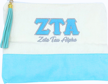 Load image into Gallery viewer, Zeta Tau Alpha Sorority Embroidered Greek Letter Pouch