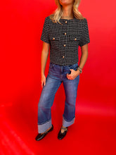 Load image into Gallery viewer, Short Sleeve Tweed Black Blazer