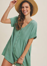 Load image into Gallery viewer, Spearmint Cotton Gauze Romper