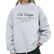 Load image into Gallery viewer, G-11: K-State Reverse Mock Neck Sorority Crew - Customizable