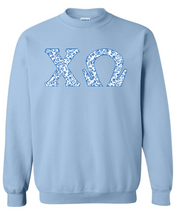 Load image into Gallery viewer, G-4: Sorority Blue Floral Letters Crew - Customizable