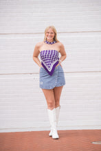 Load image into Gallery viewer, KSU Gingham Saturday Tie Scarf - Purple