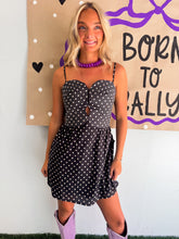 Load image into Gallery viewer, Polka Dot Cutout Top-Stitch Bustier Sleeveless Mini Dress