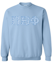 Load image into Gallery viewer, G-4: Sorority Blue Floral Letters Crew - Customizable
