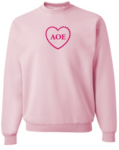 Load image into Gallery viewer, G-9: Scalloped Heart Greek Sweatshirt - Customizable