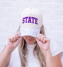 Load image into Gallery viewer, White Camo Purple State Hat