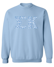 Load image into Gallery viewer, G-4: Sorority Blue Floral Letters Crew - Customizable