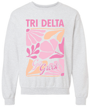Load image into Gallery viewer, G-7: Pink and Orange Flower Greek Crew - Customizable