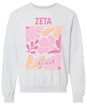Load image into Gallery viewer, G-7: Pink and Orange Flower Greek Crew - Customizable