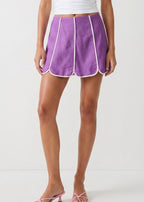 Purple Shell Panel Linen Skort