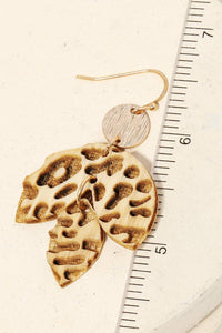 Wooden Leaf Drop Earrings: IV