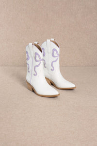 Ankle Boots With Purple Bows