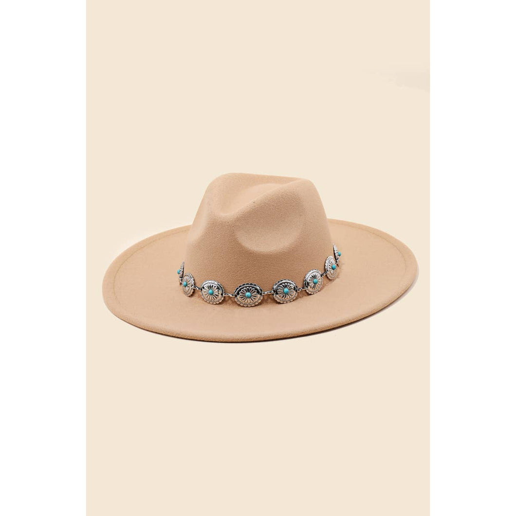 Western Concho Chain Fedora Hat: IV