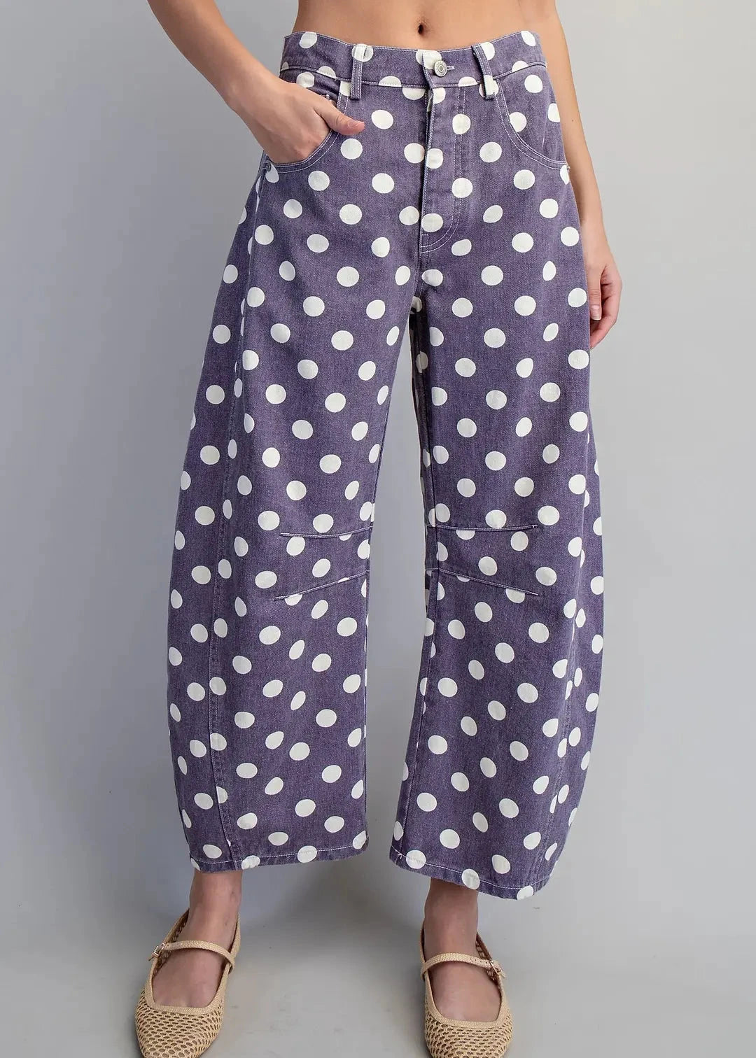 Purple Polka Dot Barrel Jeans