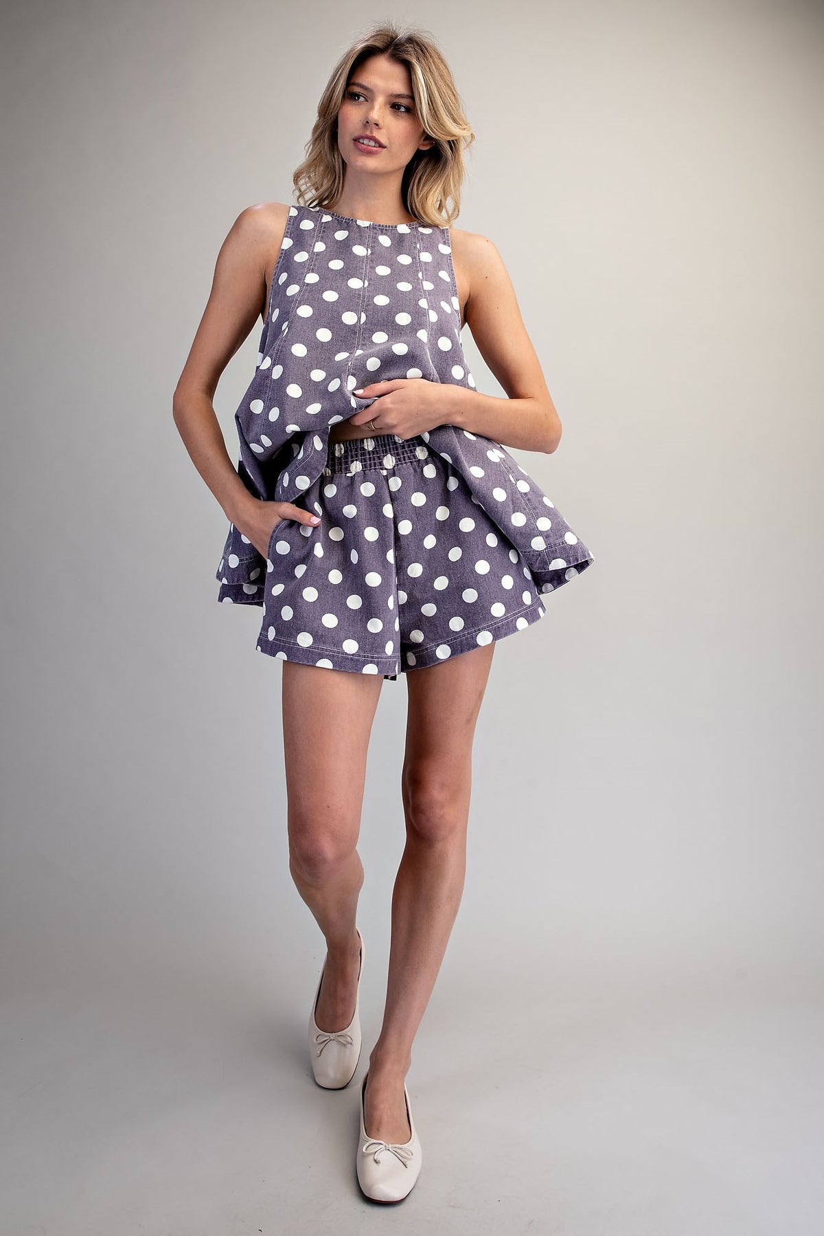 Mineral Washed Polka Dot Shorts