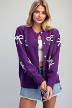 Load image into Gallery viewer, Purple Bow Cardigan
