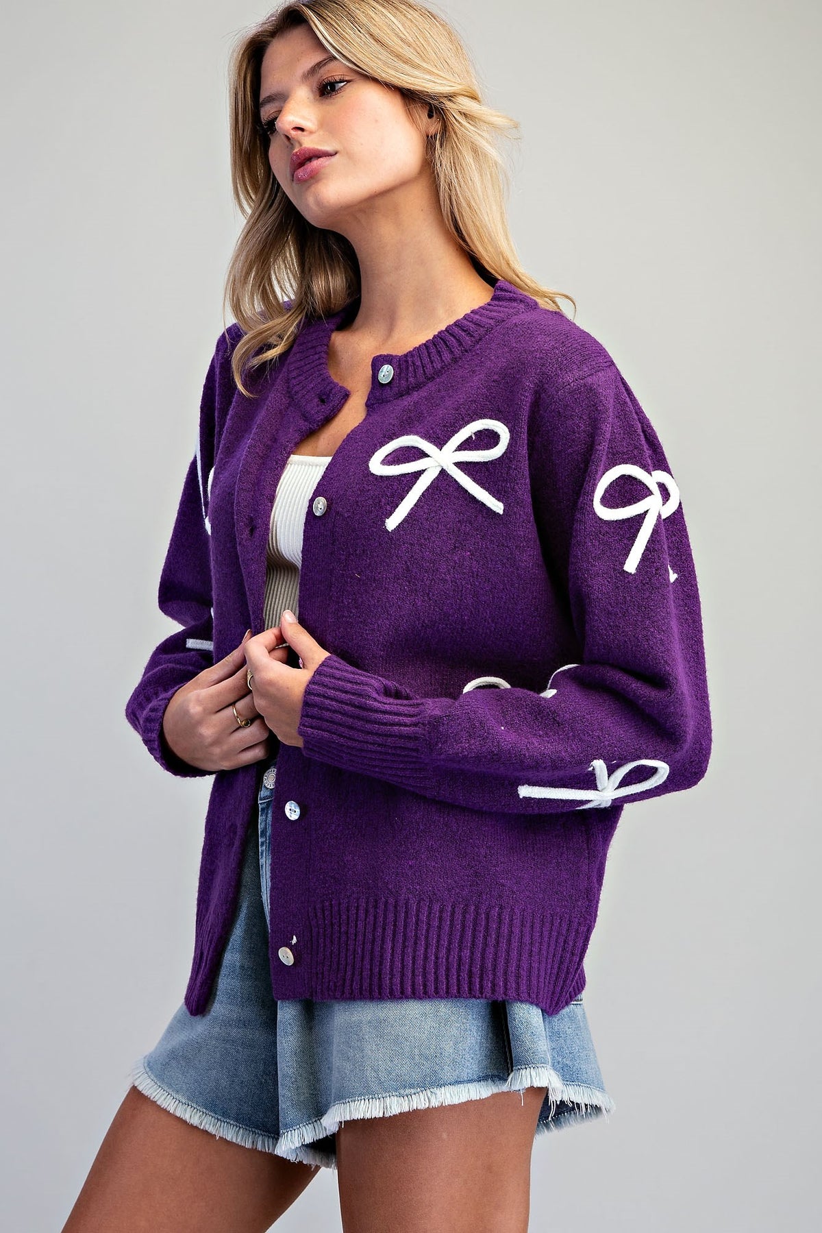 Purple Bow Cardigan