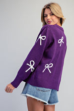 Load image into Gallery viewer, Purple Bow Cardigan
