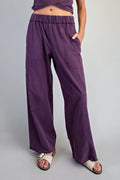 Plum Washed Wide Leg Pants