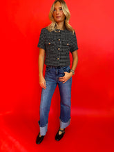 Load image into Gallery viewer, Short Sleeve Tweed Black Blazer
