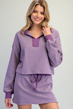 Load image into Gallery viewer, Purple Striped Long Sleeve Collared
