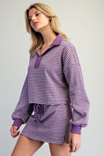 Load image into Gallery viewer, Purple Striped Long Sleeve Collared
