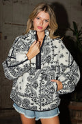Paisley Print Fleece Half Zip Pullover