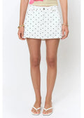 Polka Dot Denim Midi Skirt