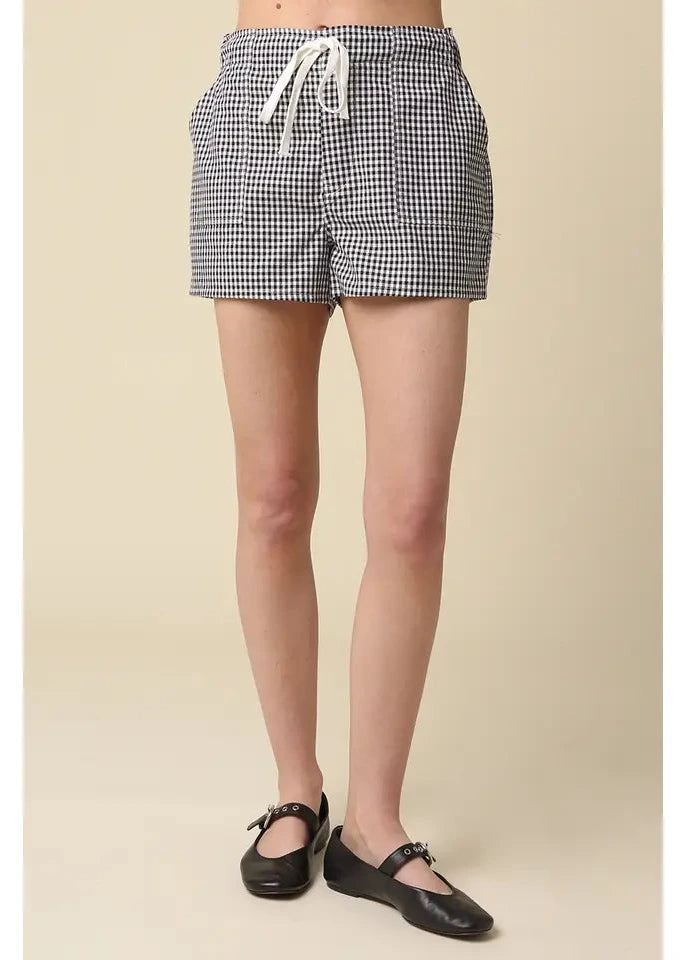 Gingham Drawstring Shorts