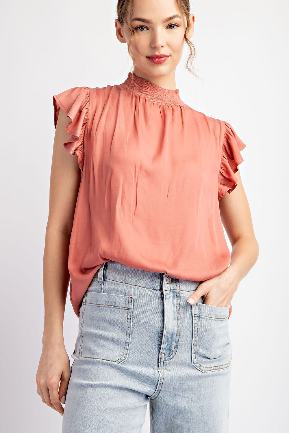 Mock Neck Blouse Top