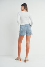 Load image into Gallery viewer, High Rise Light Wash Denim Shorts
