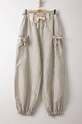 White and Black Striped Woven Pants