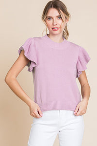 Lavender Ruffle Sleeve Top