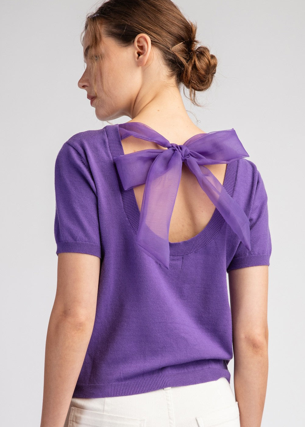 Purple Bow Sweater Top