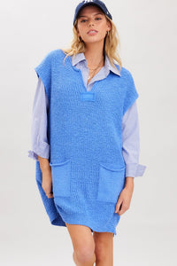Tunic Patch Pockets Vest Sweater