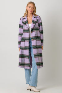 Purple Plaid Long Coat