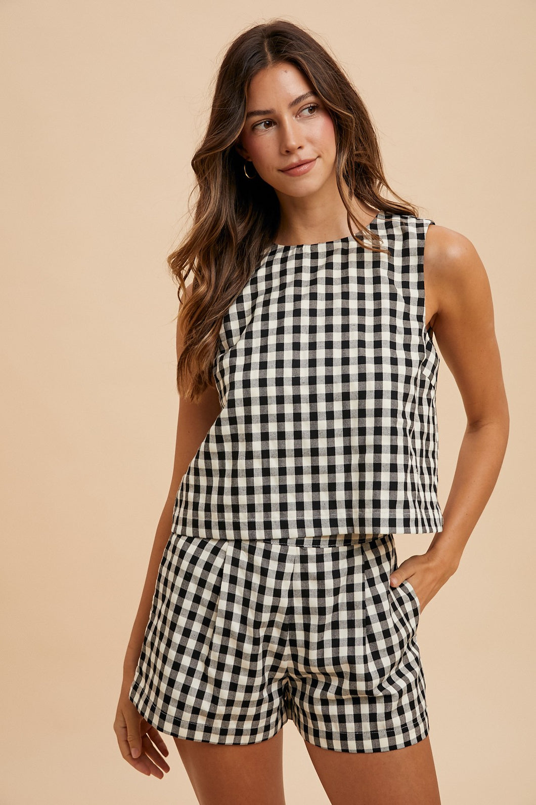Black Gingham Tank Top