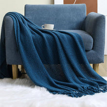 Load image into Gallery viewer, Knit Textured 50x60 Inch Throw Blanket with Fringe: Khaki
