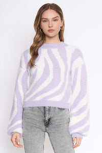 Fuzzy Patterned Lavender Sweater