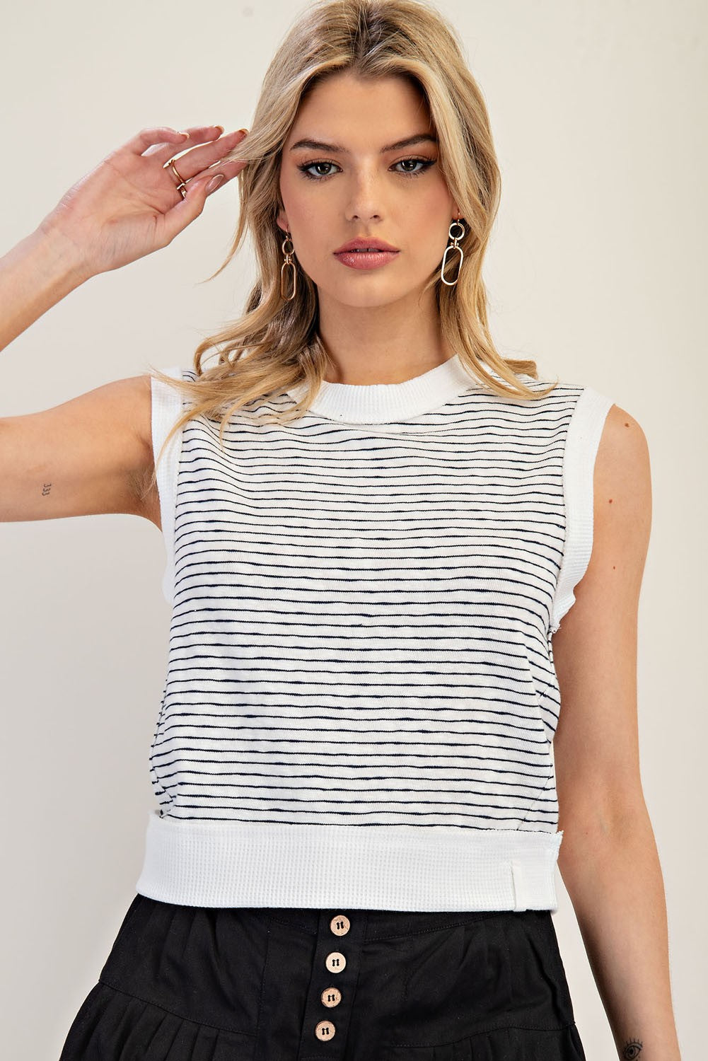 Striped Sleeveless Knit Top