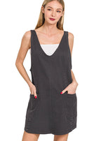 Washed Black Overall Dress