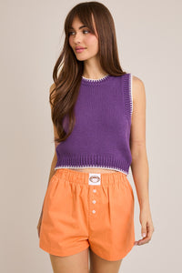 Purple Detailed Sweater Top