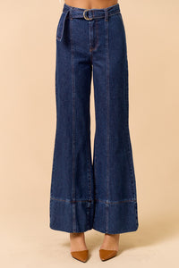 Wide Leg Bootcut Pants With Belt