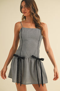 Black Gingham Low Waist Dress