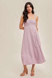 Pleated Midi Lilac Dress