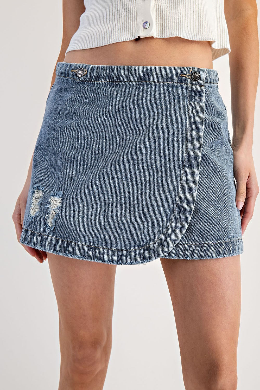 Wrap Mini Denim Skirt