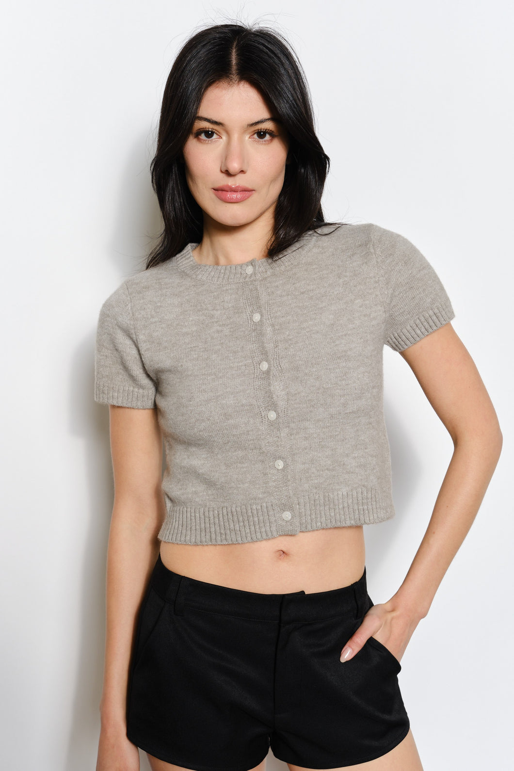 Short Sleeve Grey Cardigan