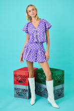 Load image into Gallery viewer, Polka Dot Bubble Sleeve Ruffle Details W/tie Top
