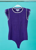 Purple Ruffle Sleeve Body Suit