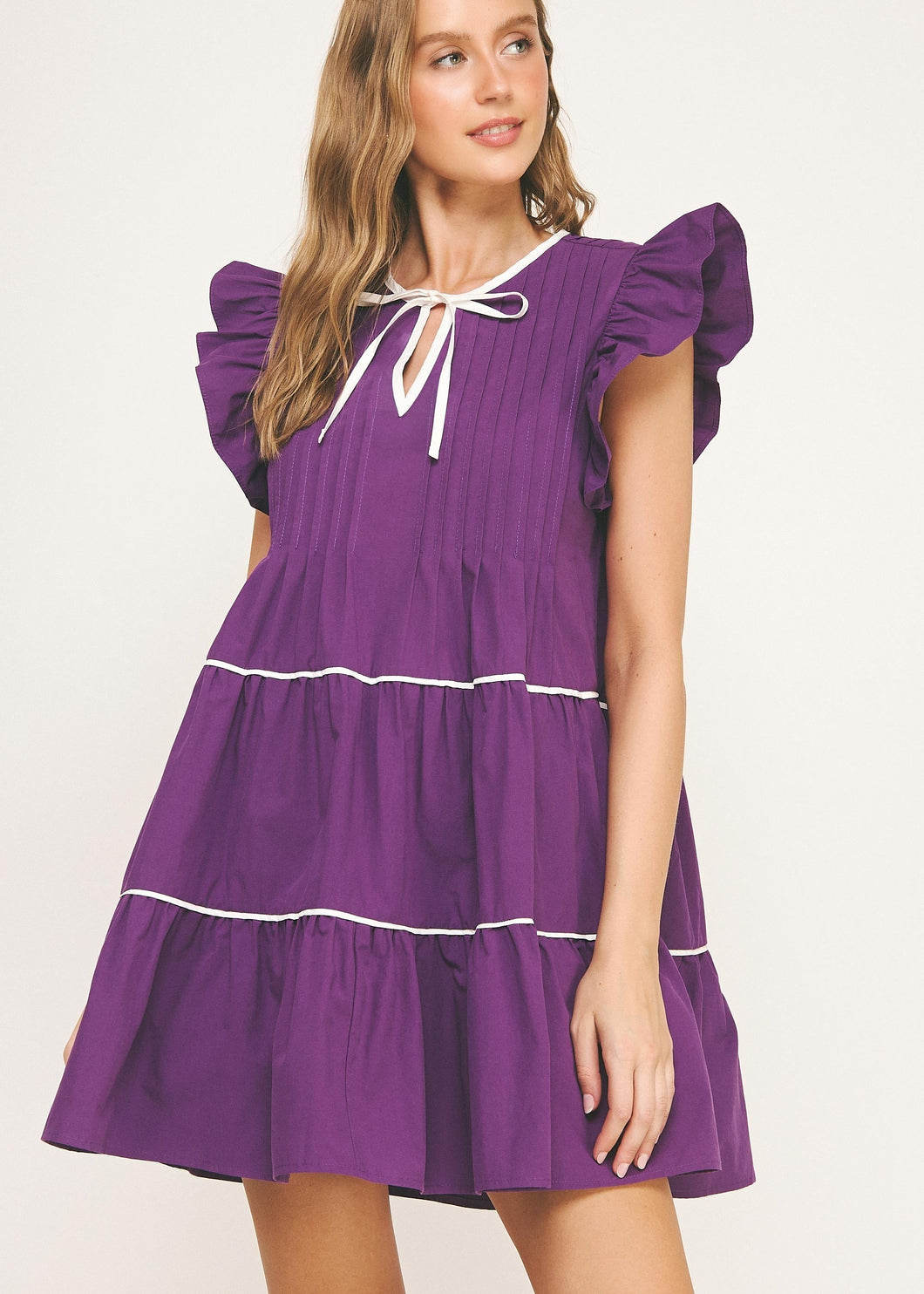 Purple Tie Mini Dress